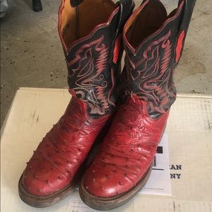 Red Ostrich Lucchese Boots